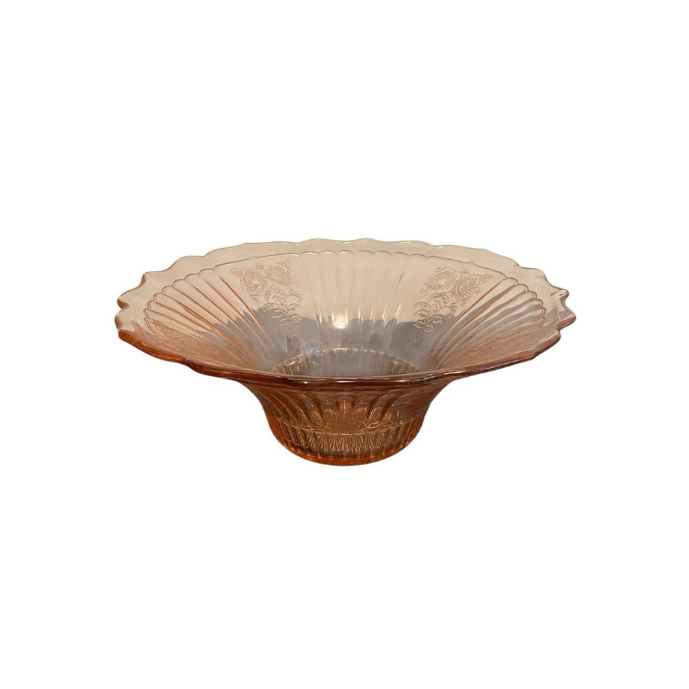 Vintage Anchor Hocking Mayfair Open Rose Pink Depression Glass Hat Bowl